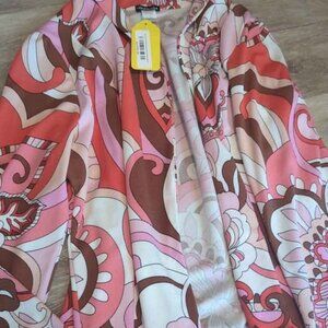 Hemish USA abstract floral long sleeve open blazer 3x new